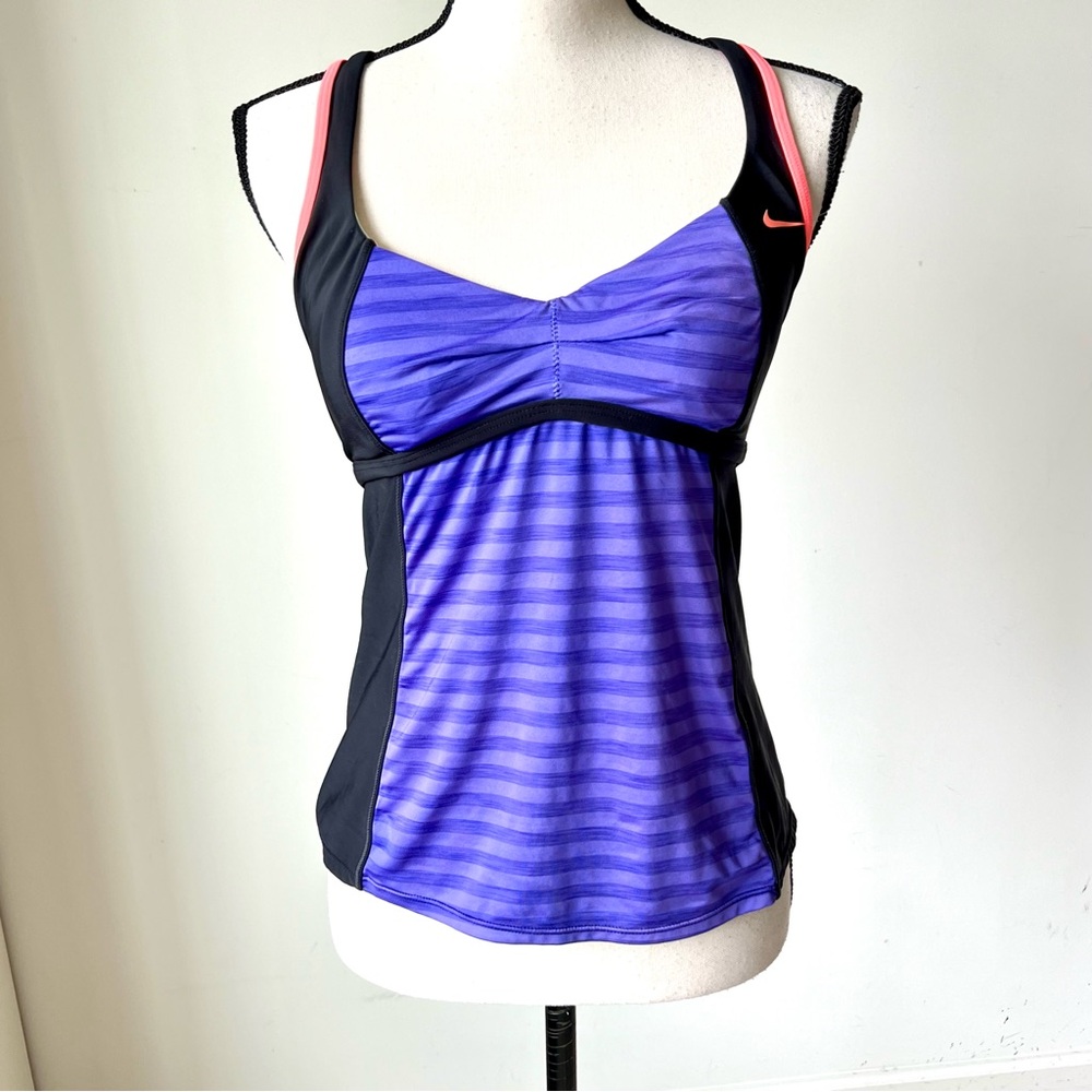 NIKE Striped Color Block Racer Back Tankini Swim Top—SZ. 6 - Picture 3 of 12